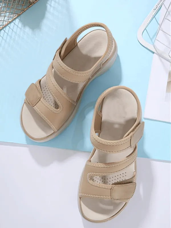 Sporty Flexible Women's Open-Toe Flat Sandals with Fasteners - SF0982