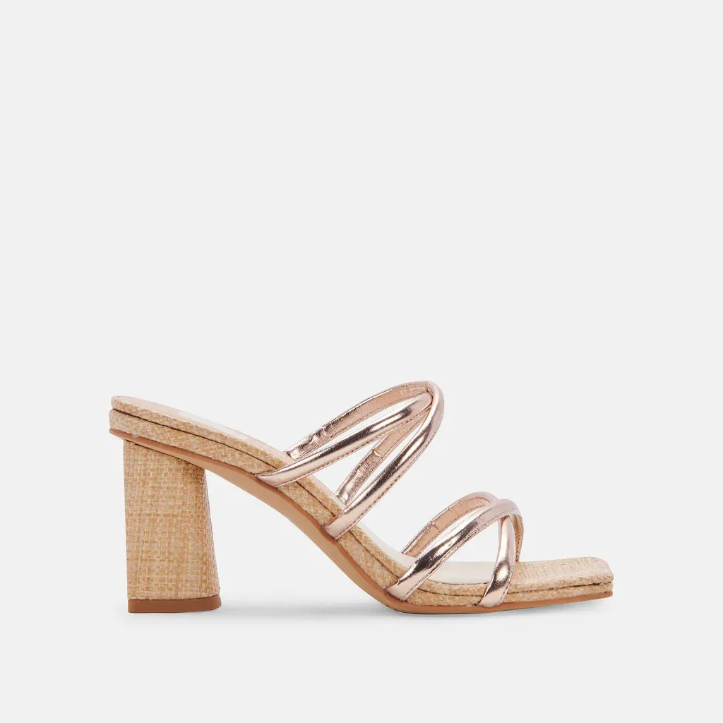 Strappy Block Heel | Rose Gold