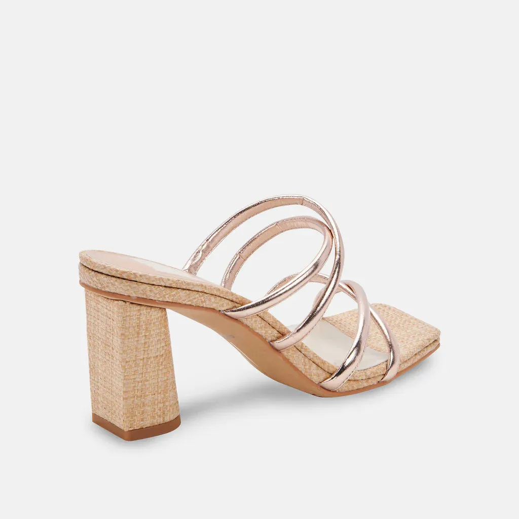 Strappy Block Heel | Rose Gold