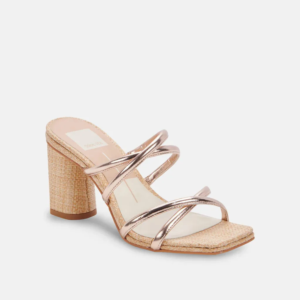 Strappy Block Heel | Rose Gold