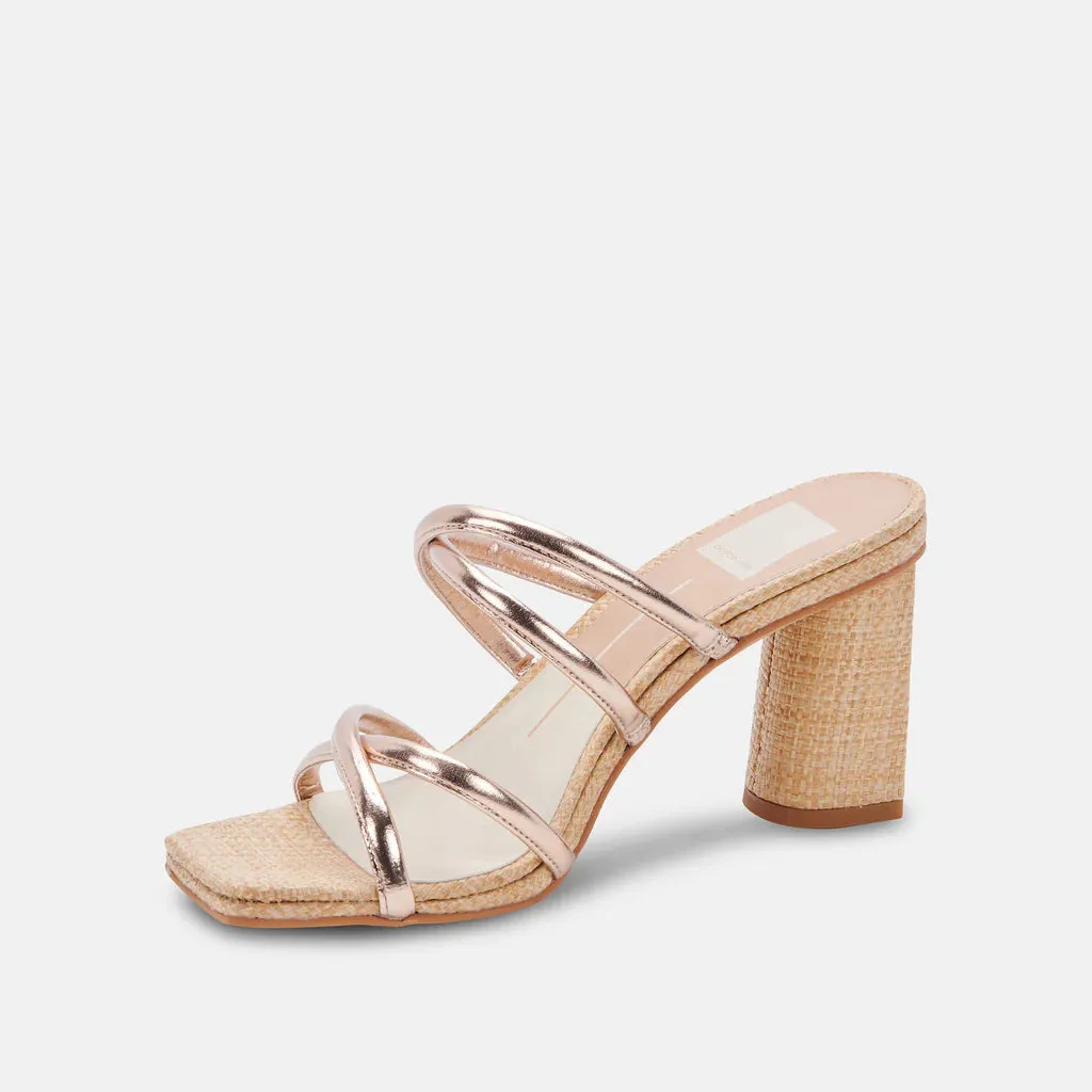 Strappy Block Heel | Rose Gold