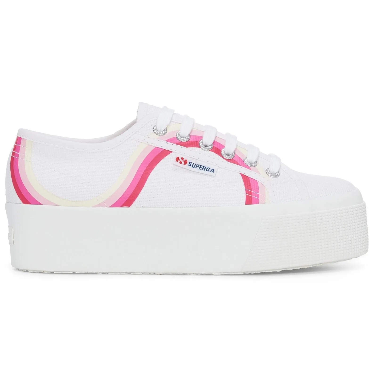 Superga 2790 Round Stripes Cotton Women's White/Shaded Blue Trainers