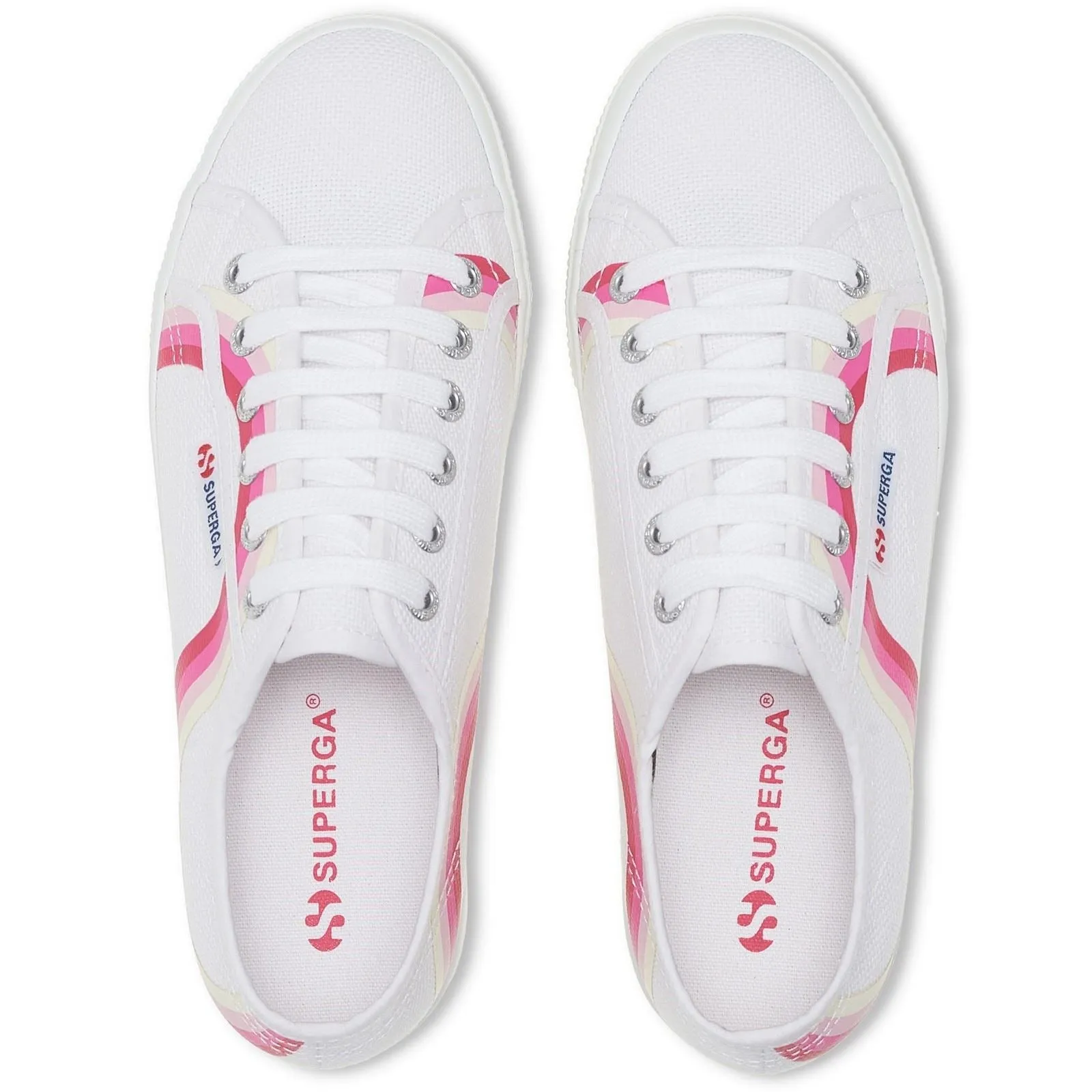 Superga 2790 Round Stripes Cotton Women's White/Shaded Blue Trainers