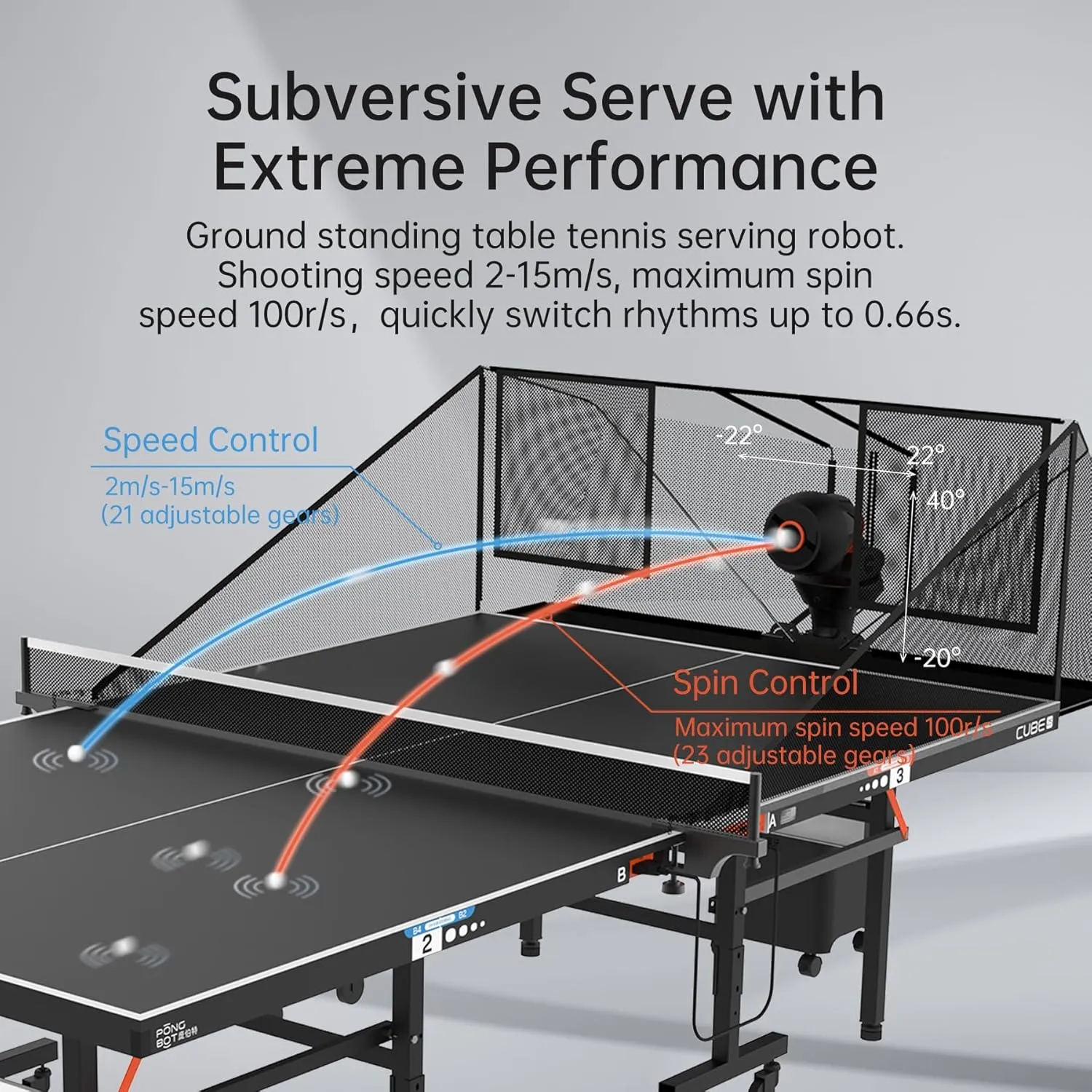 Table Tennis Robot with Net – 576 Trajectories, Remote/APP Control, Programmable Drills, Auto Oscillation