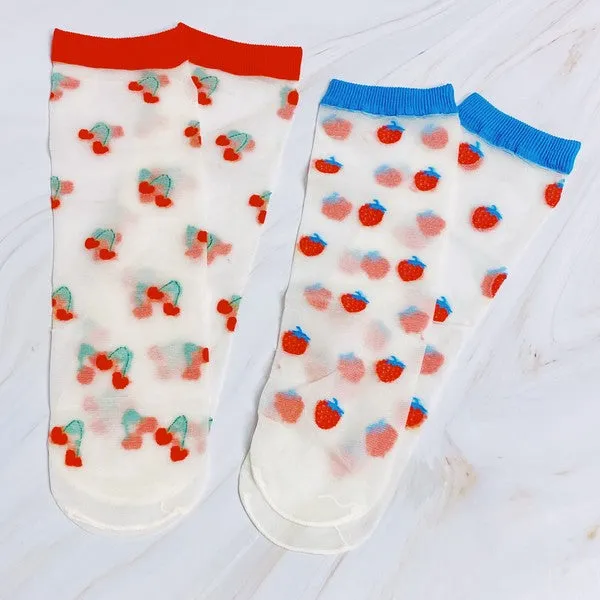 TEEK - Sweet And Fruity Sheer Socks Set | 2 Pairs