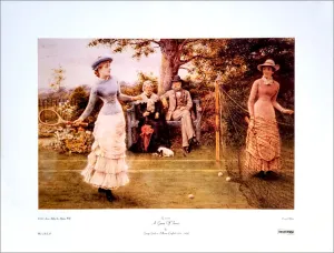 Tennis Classic "A Game of Tennis" Art Poster Print by George Goodwin Kilburne - Aaron Ashley Inc.