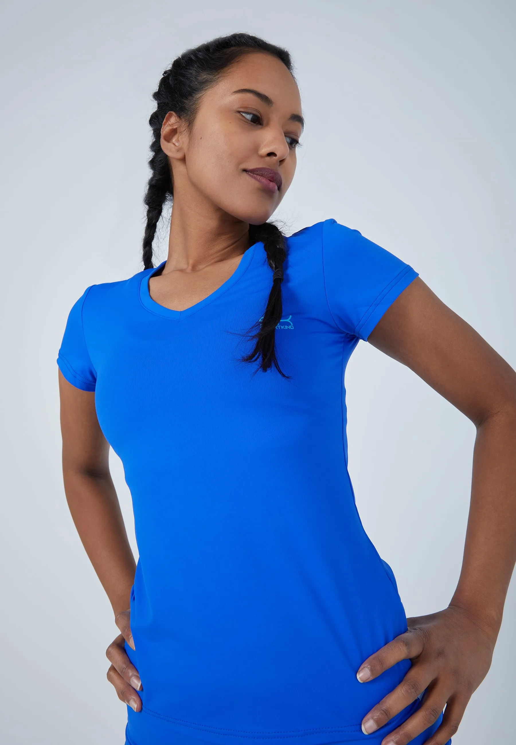 Tennis T-Shirt V-Neck, cobalt blue