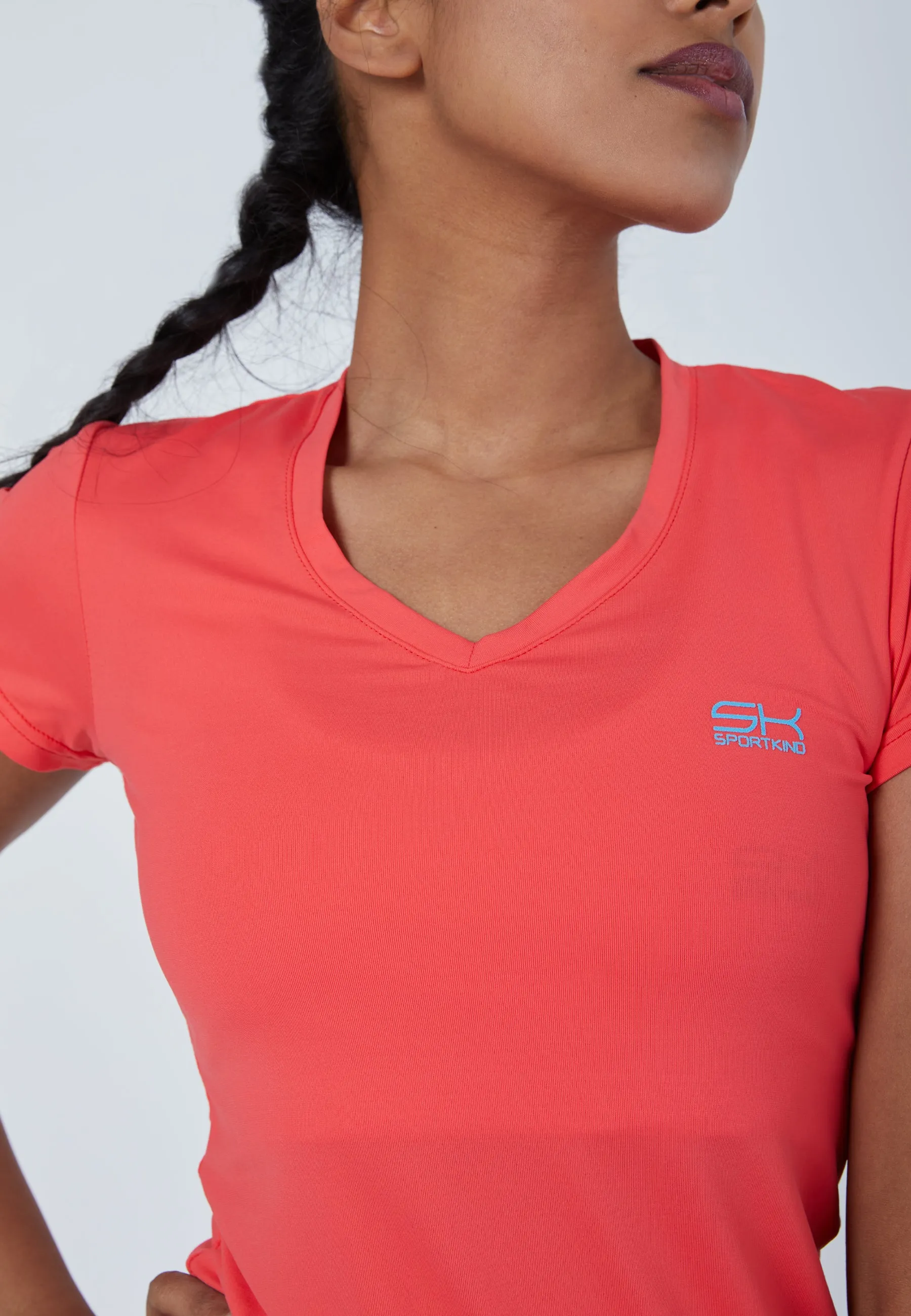 Tennis T-Shirt V-Neck, peach