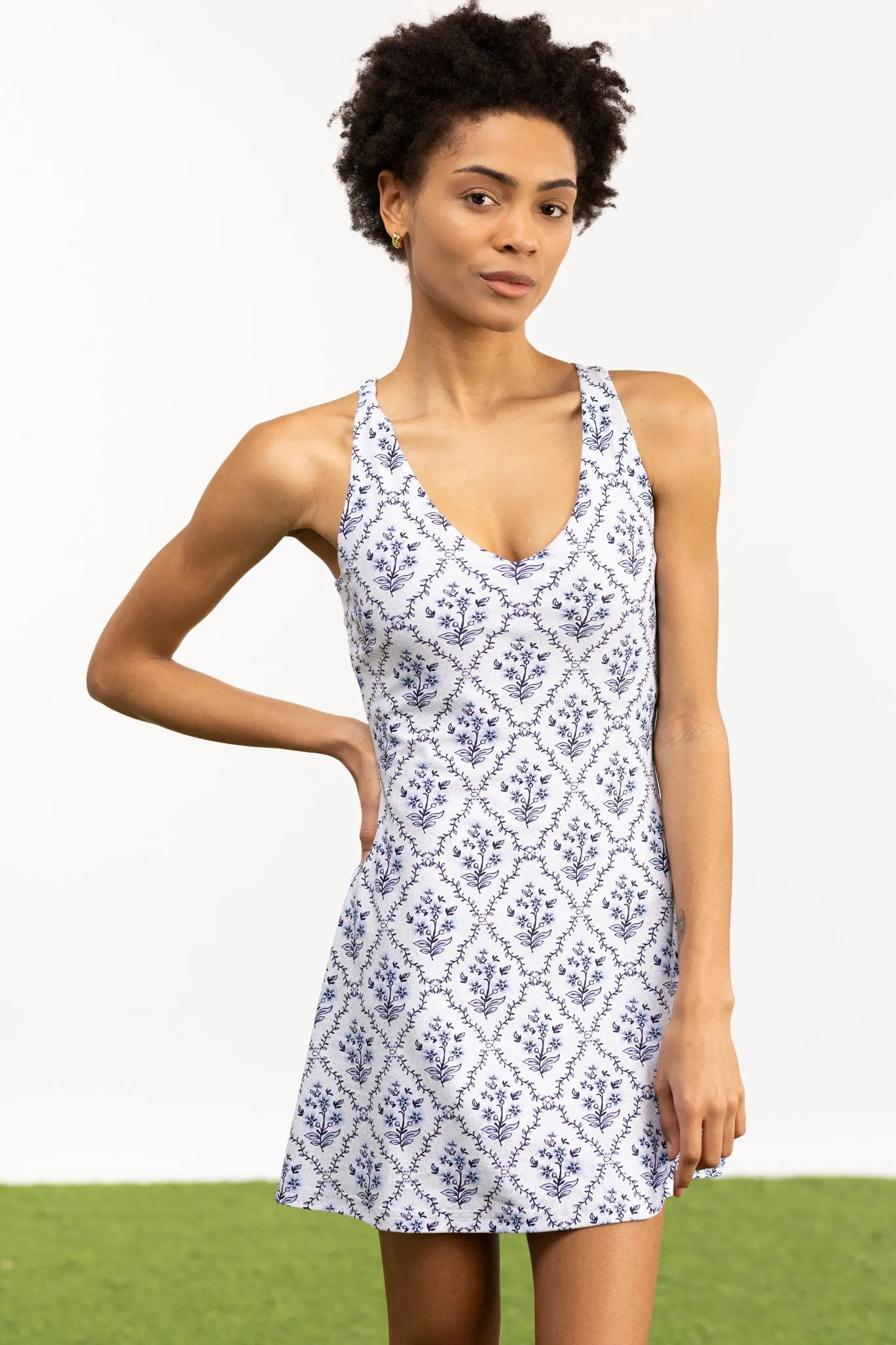 The Camilla Dress - Cornflower Tile