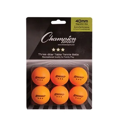 Three Star Table Tennis Balls (6 Pack)