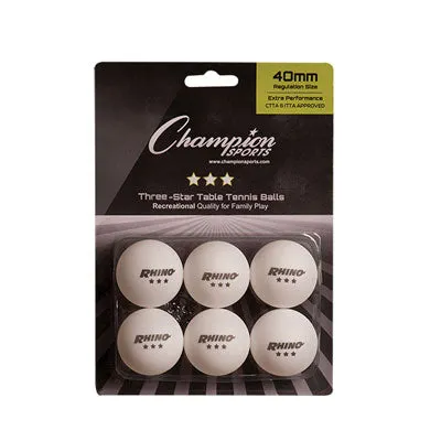 Three Star Table Tennis Balls (6 Pack)