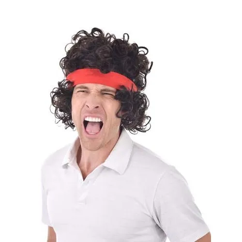 Tomfoolery Deluxe 80's Tennis Aggro Wig with Headband