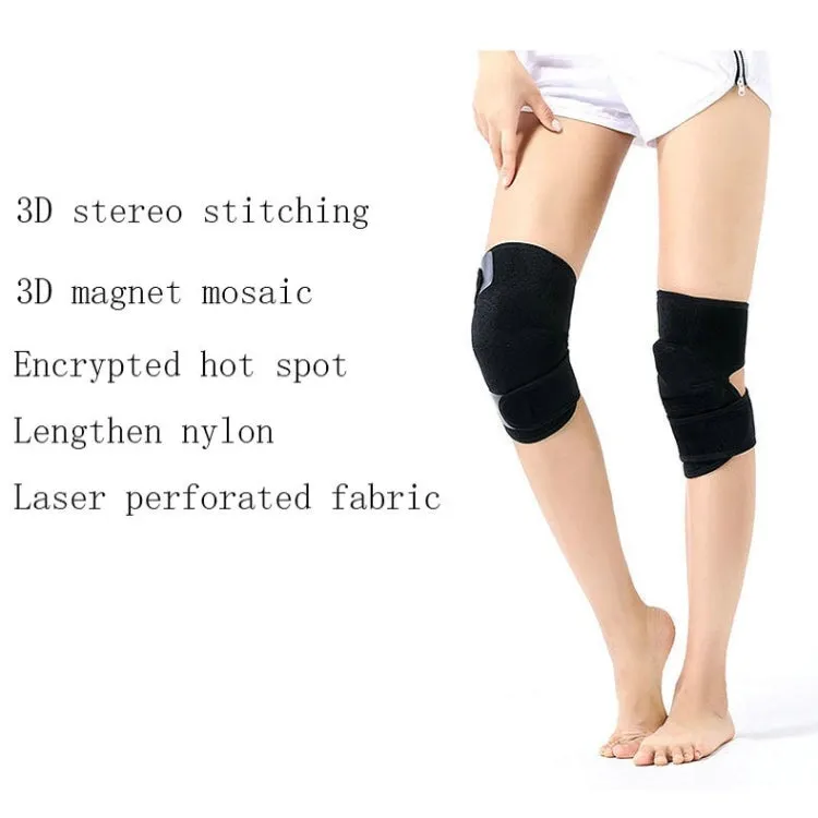 Tourmaline Self-Heating Sports Knee Pads Far Infrared Magnet Moxibustion Warm Knee Pads, Specification: One Size(Black)