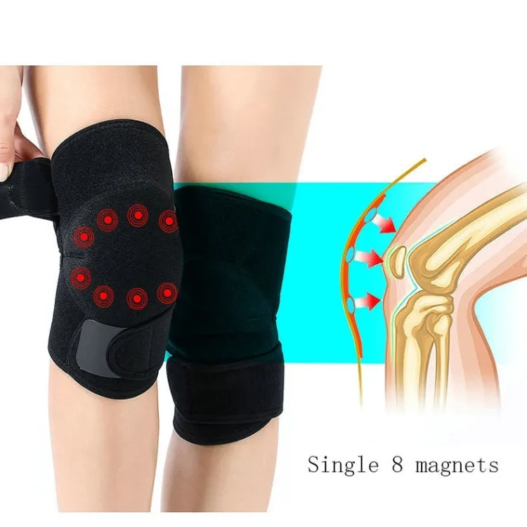 Tourmaline Self-Heating Sports Knee Pads Far Infrared Magnet Moxibustion Warm Knee Pads, Specification: One Size(Black)