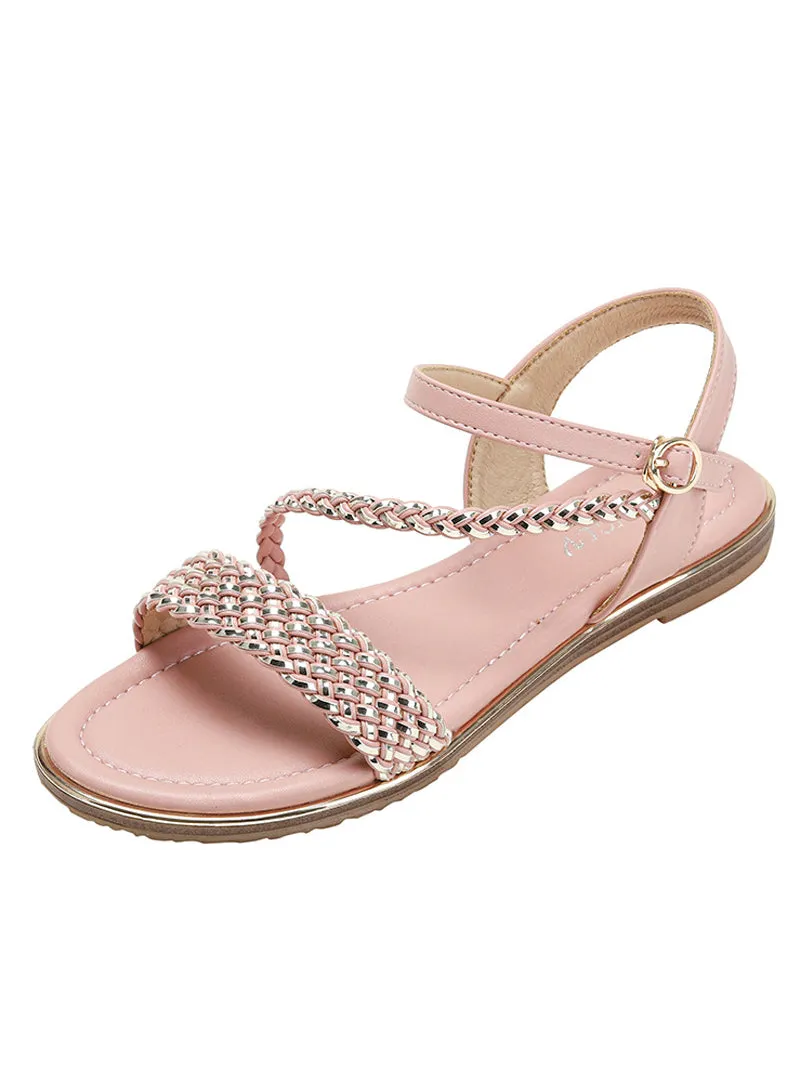 Uniwim Summer beach by the seaside sandals Flat-bottomed Woven Word Roman Sandals