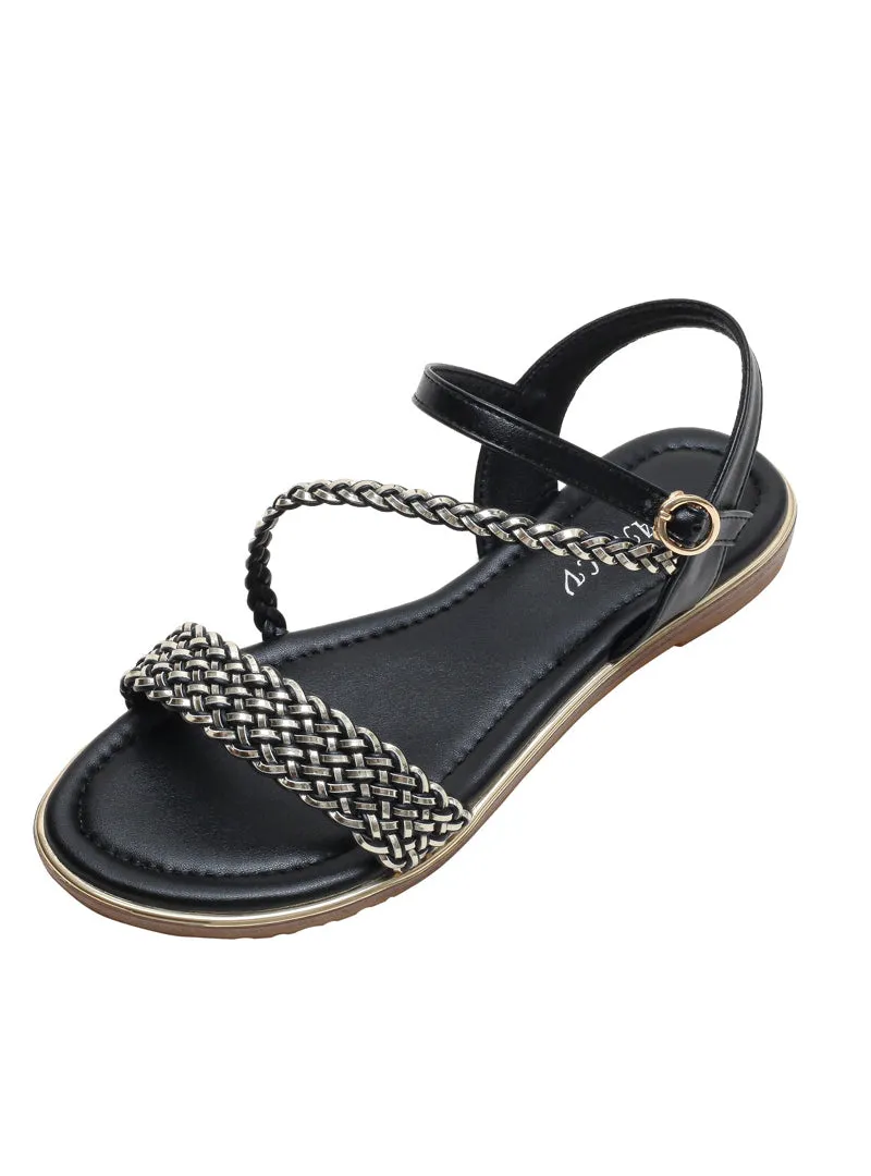 Uniwim Summer beach by the seaside sandals Flat-bottomed Woven Word Roman Sandals