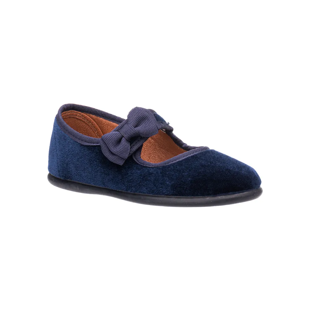 Velvet Bow Mary Jane Navy Blue