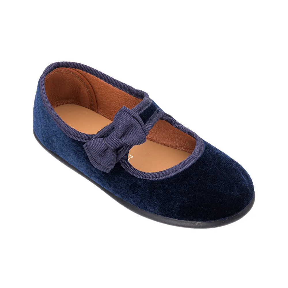 Velvet Bow Mary Jane Navy Blue