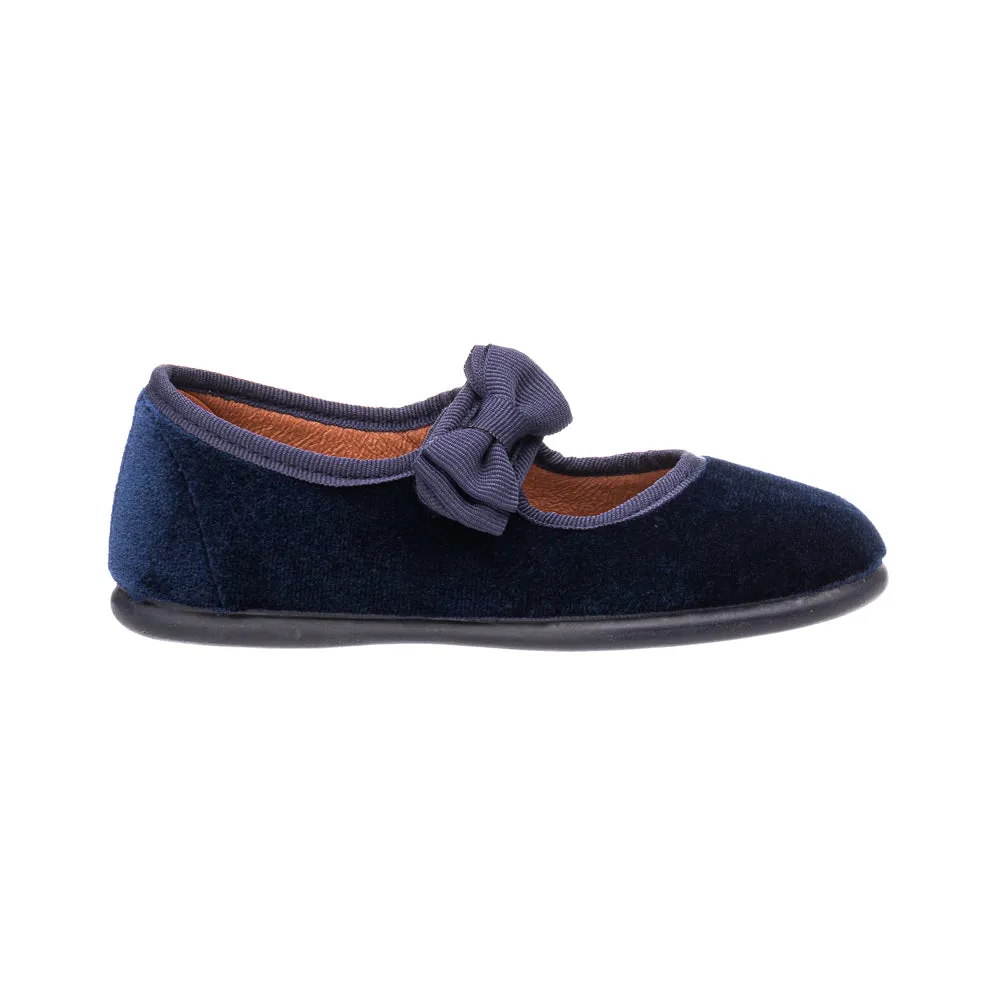 Velvet Bow Mary Jane Navy Blue