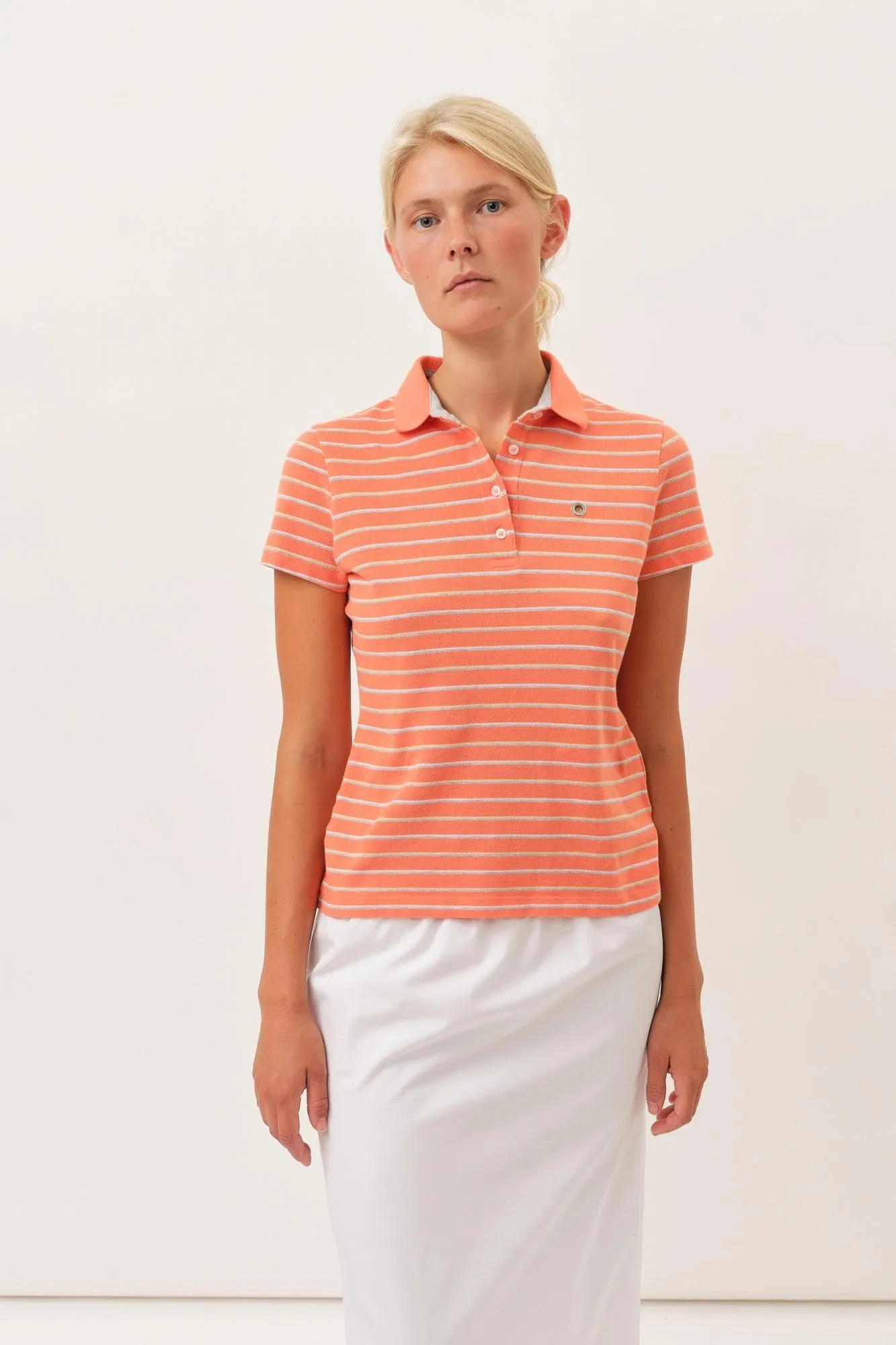 Venus Polo Shirt — Melon Stripe