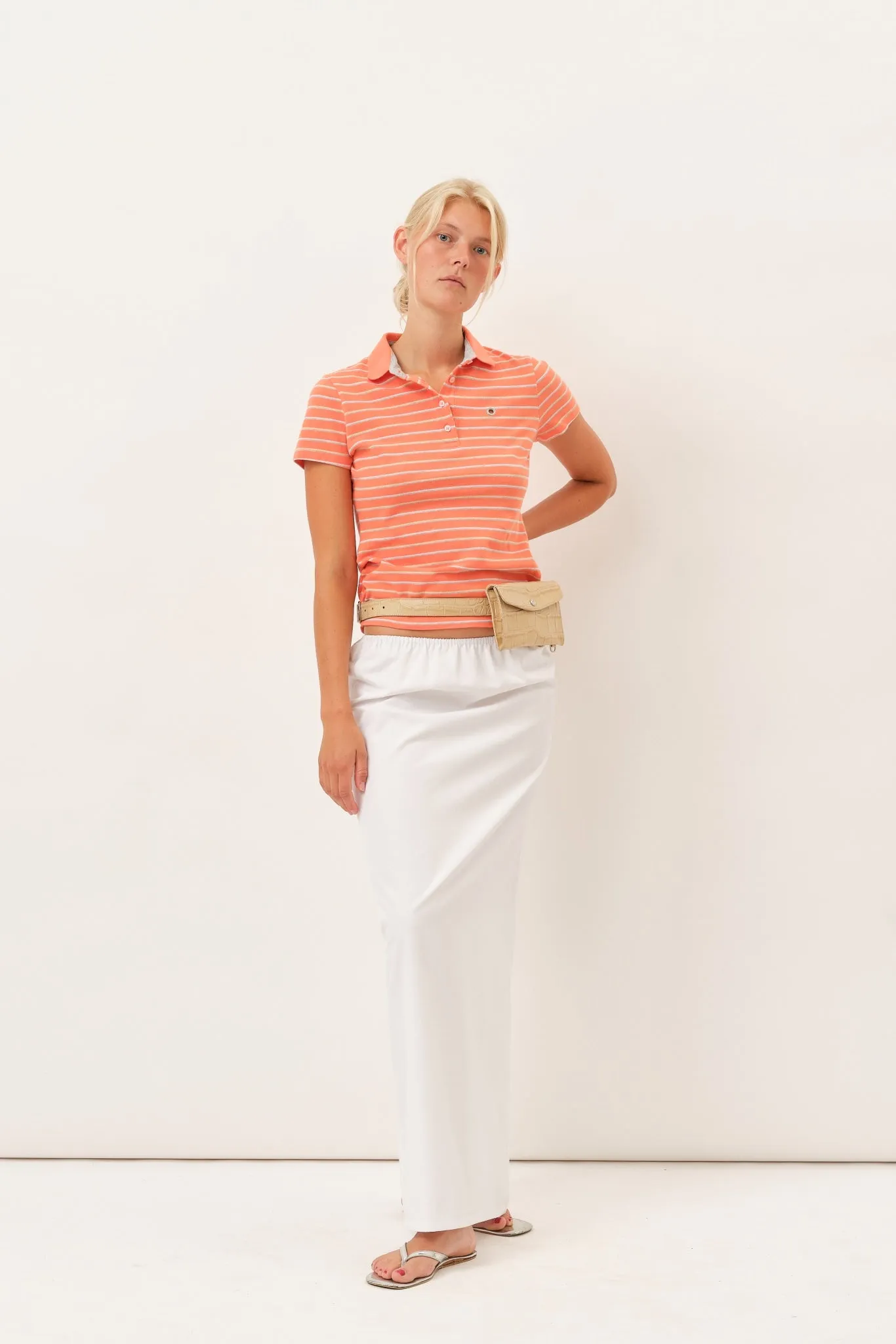 Venus Polo Shirt — Melon Stripe