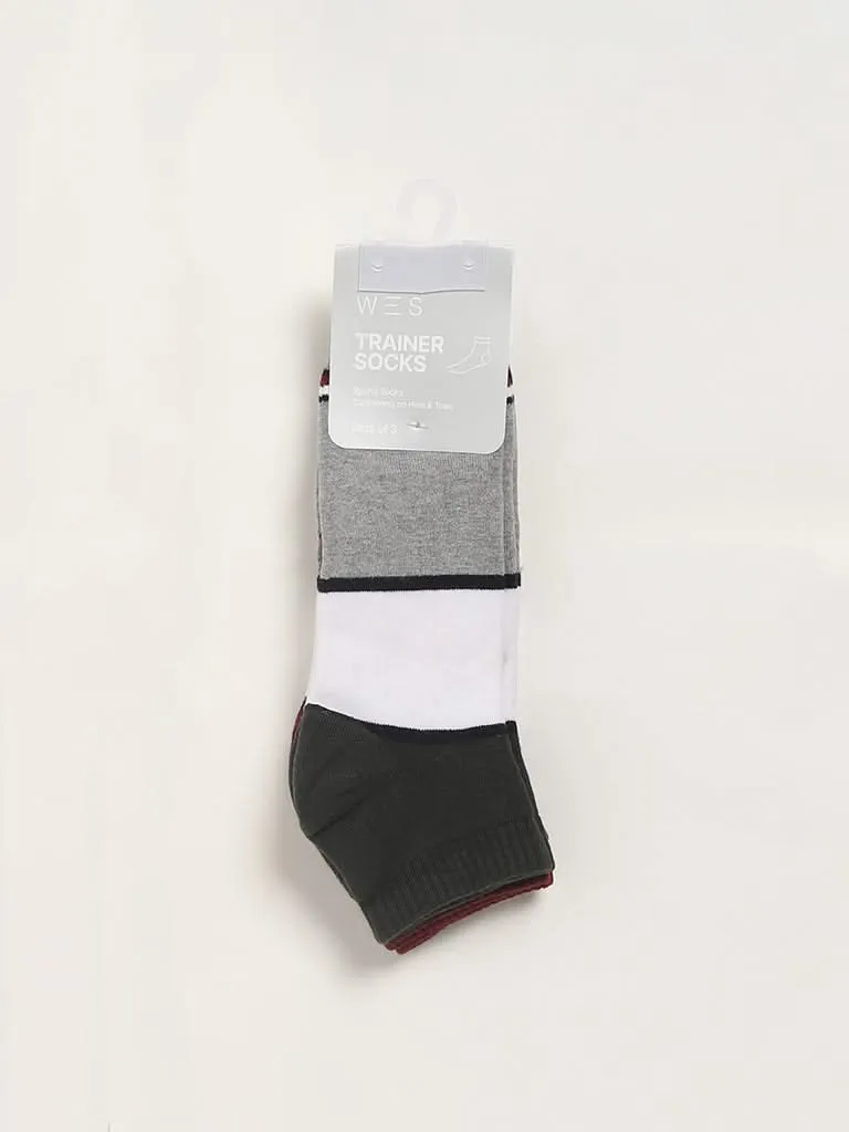 WES Lounge Multicolor Cotton Trainer Socks - Pack of 3