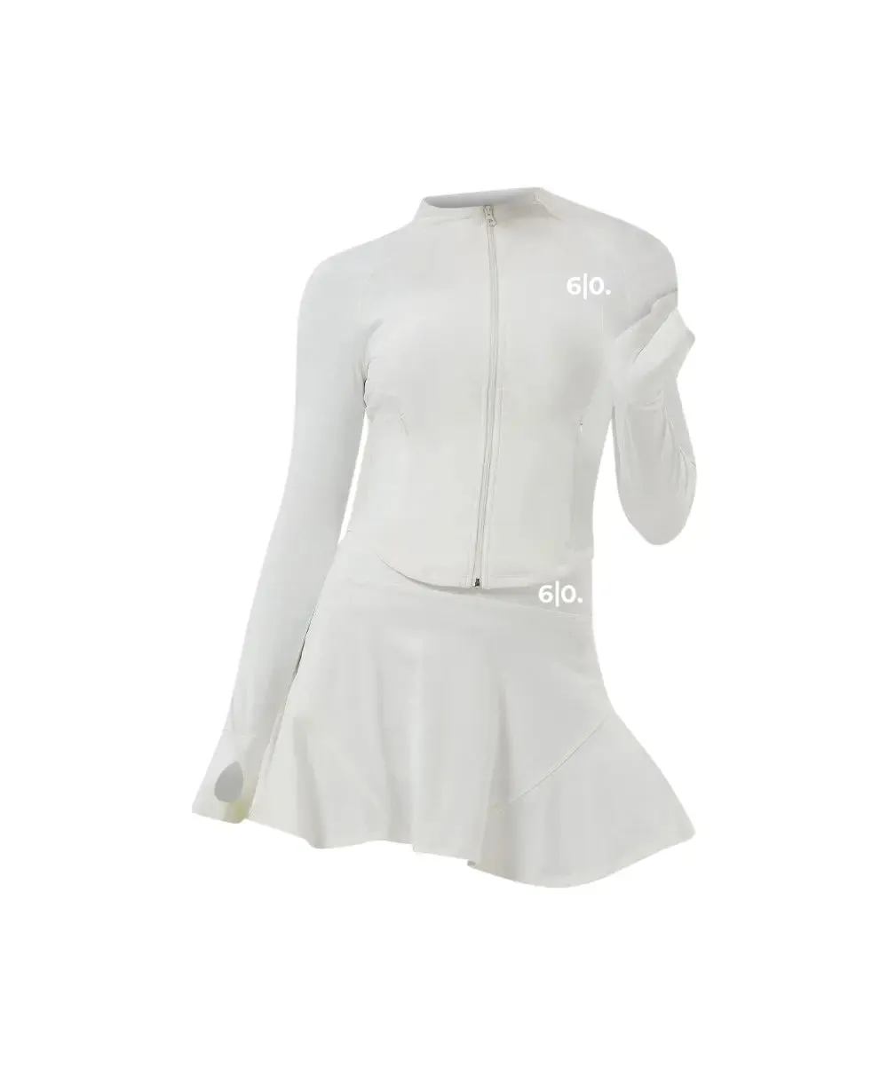 White soft material Jacket & Skirt set