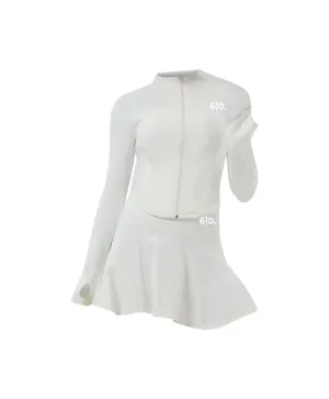 White soft material Jacket & Skirt set