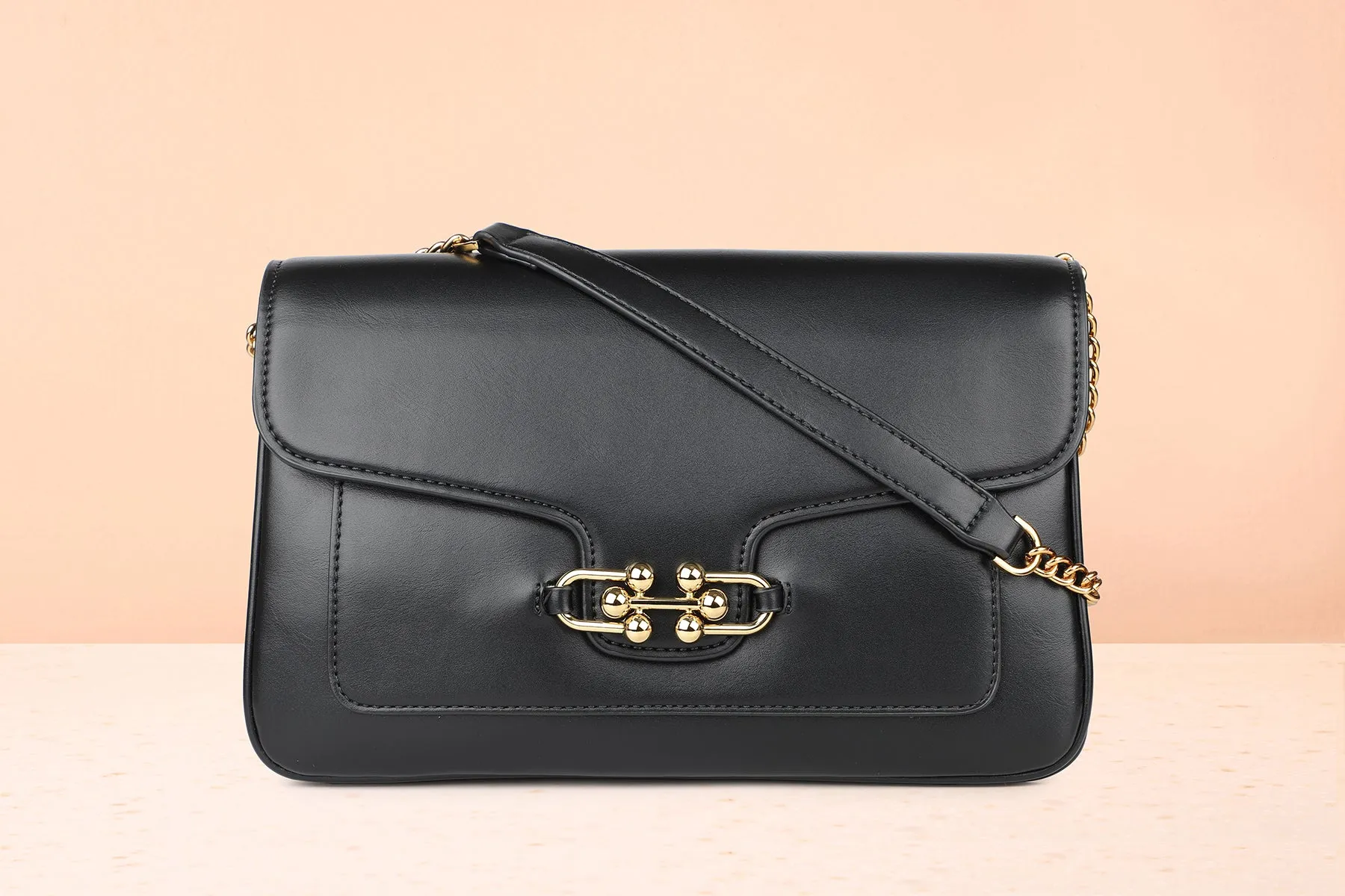 Women Black Solid Shoulder Bag