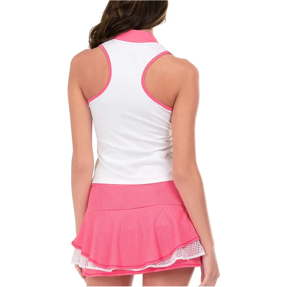 Women's Ace Zip Crop Tennis Tank White