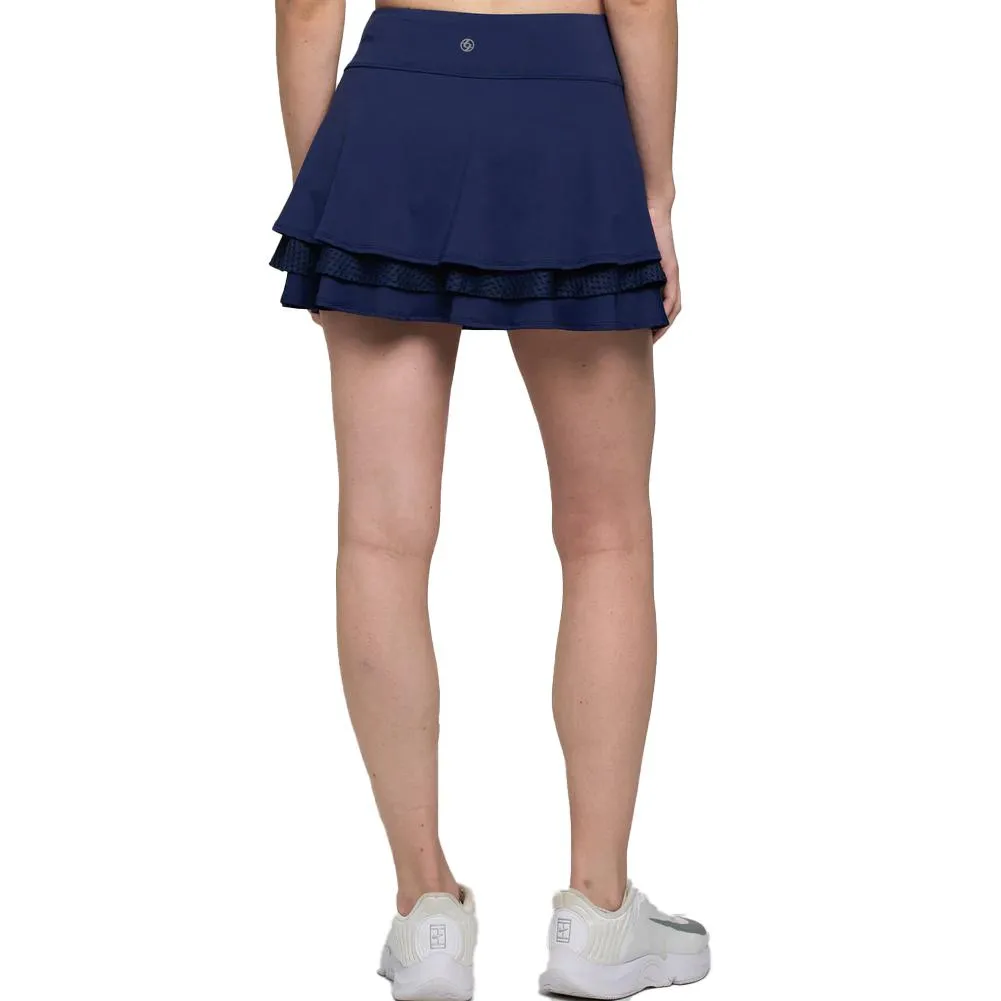 Women's Elite Down The Line 13 Inch Tennis Skort Marine and Cornflower