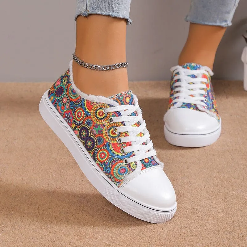 Women's Flower Design Versatile Canvas Shoes