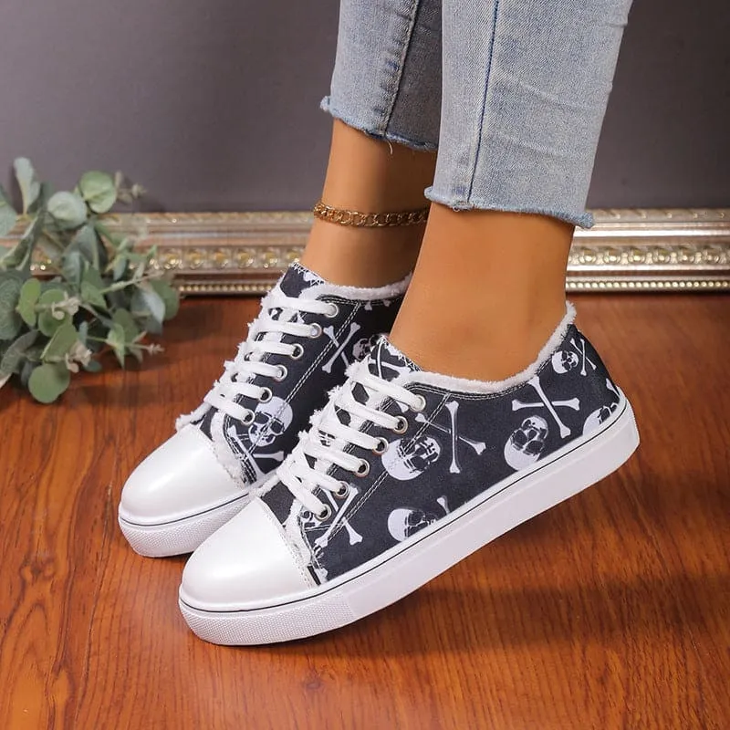 Women's Flower Design Versatile Canvas Shoes