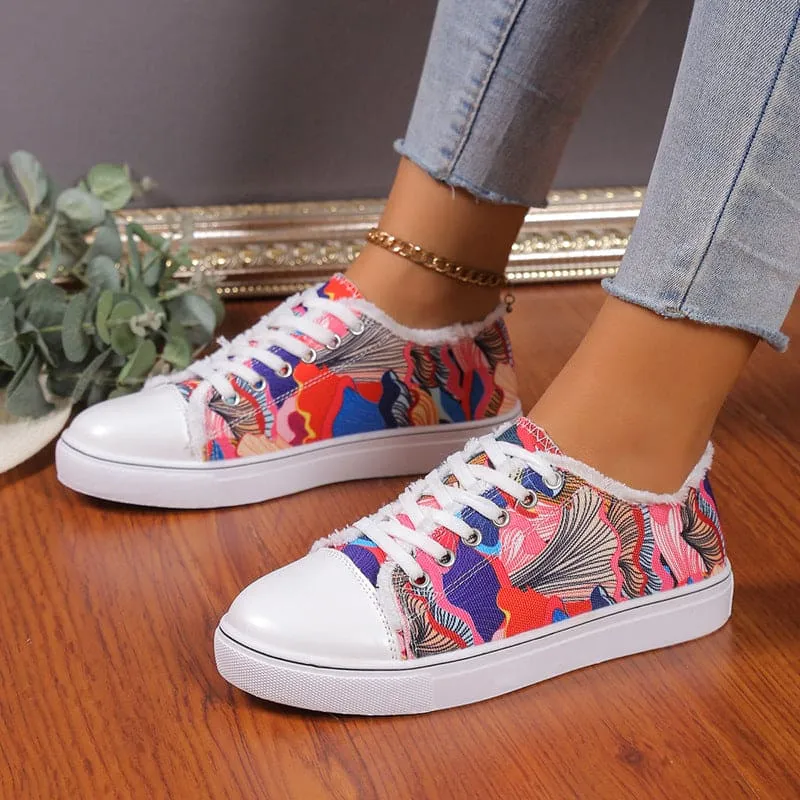 Women's Flower Design Versatile Canvas Shoes