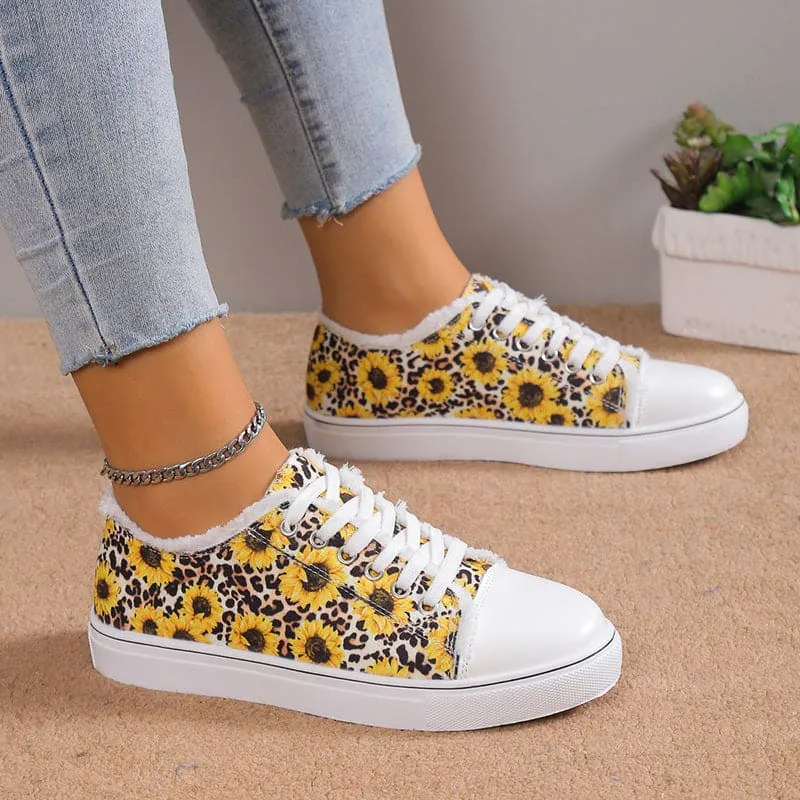 Women's Flower Design Versatile Canvas Shoes