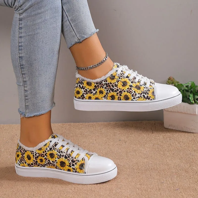 Women's Flower Design Versatile Canvas Shoes