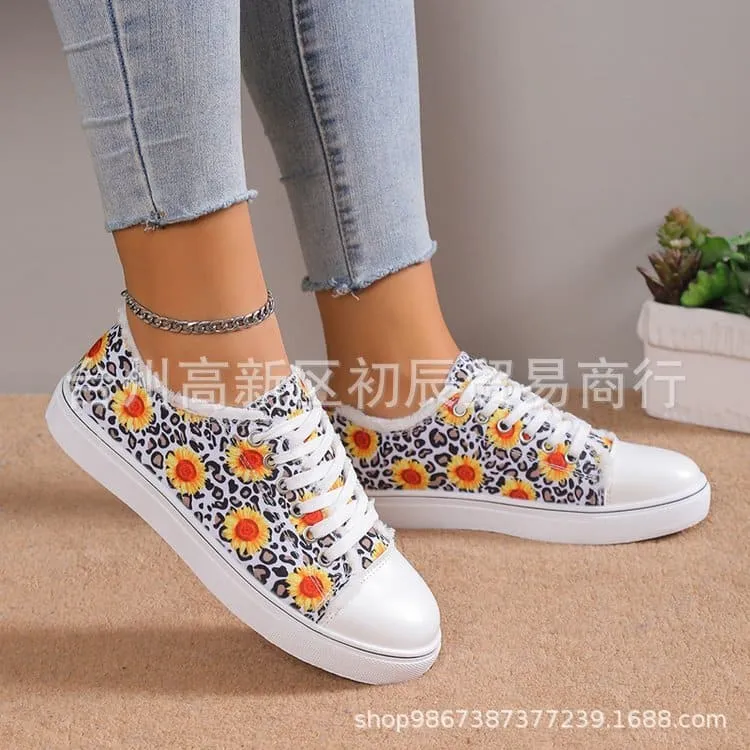 Women's Flower Design Versatile Canvas Shoes