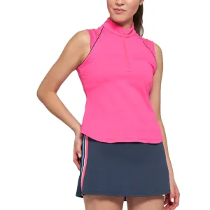 Women's Fluid Tennis Top Prism Pink and Dark Navy