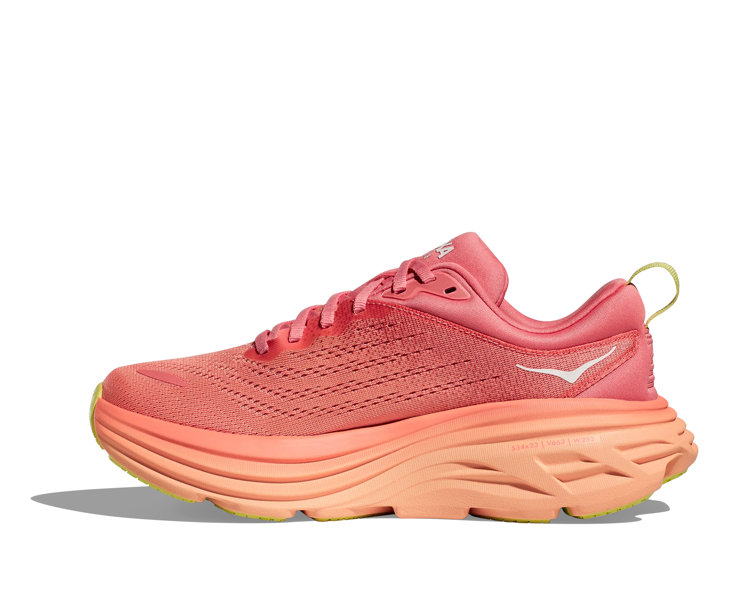 Women's Hoka Bondi 8 Color: Coral / Papaya