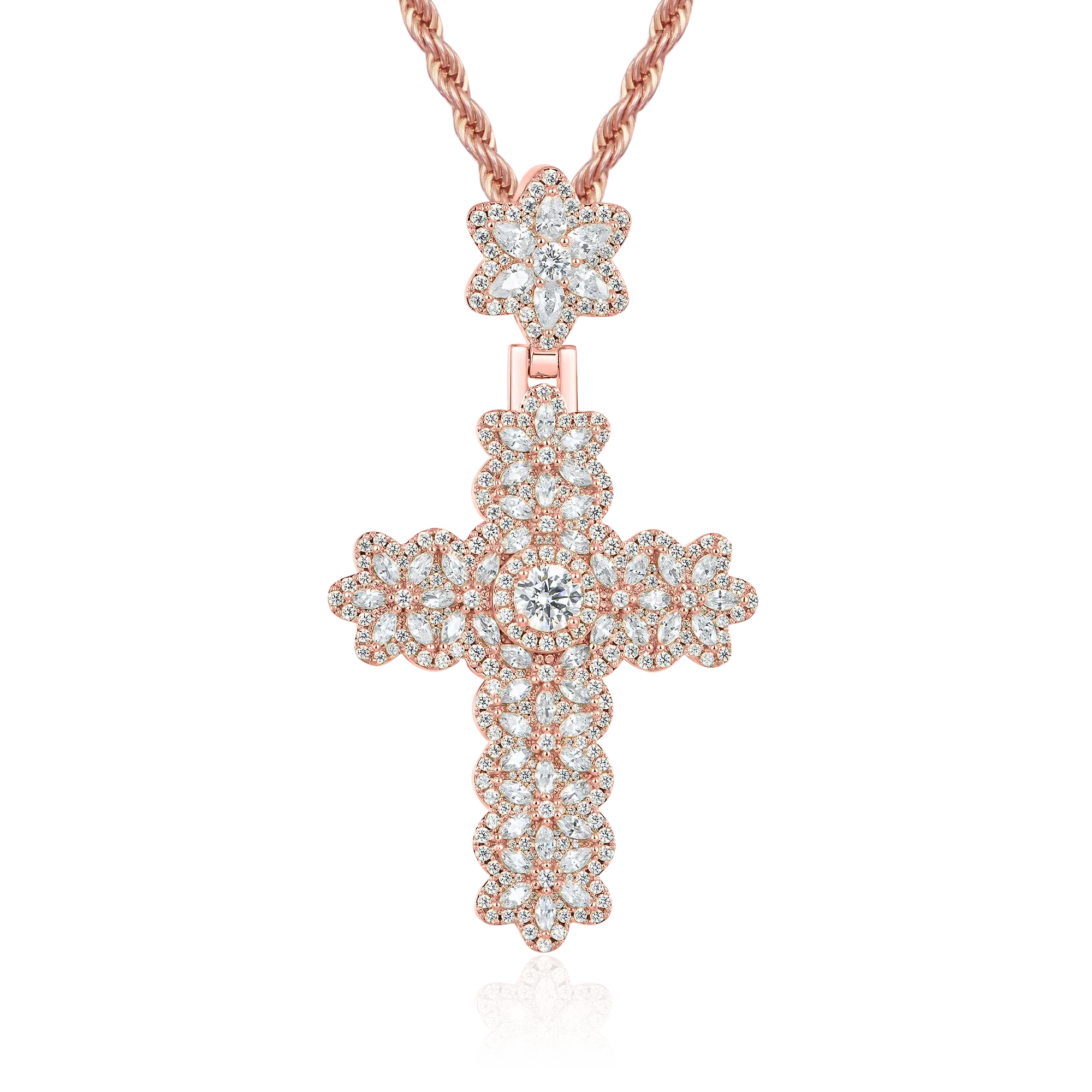 Women's Marquise Flower Cross Pendant