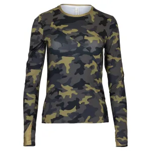 Women`s Parker Long Sleeve Tennis Top Camo and Golden Green