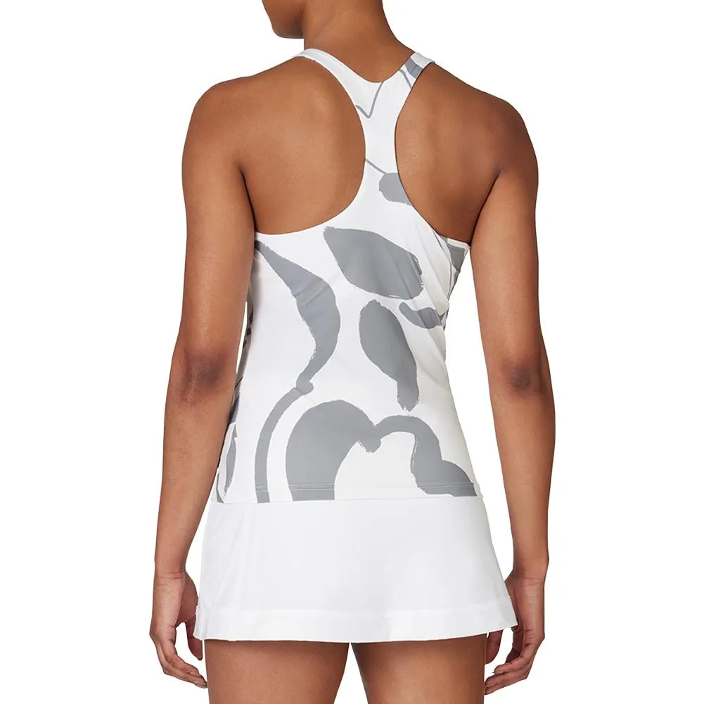 Women's Racerback Tennis Tank White and Monument