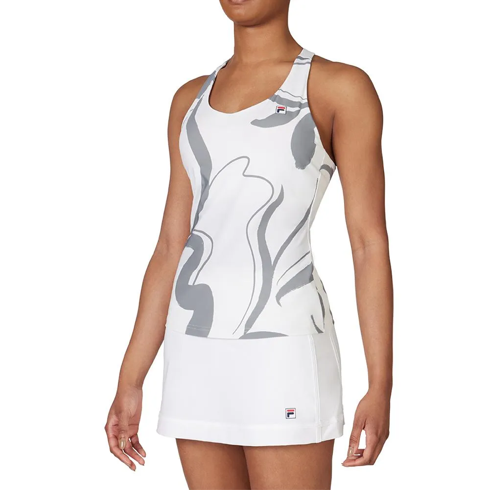 Women's Racerback Tennis Tank White and Monument