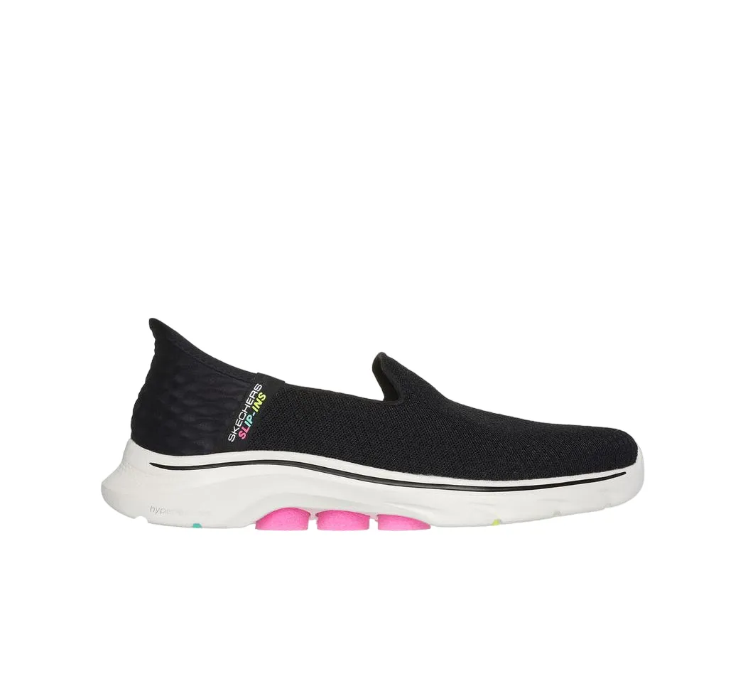 Womens Skechers Go Walk 7 - Daley Black/Hot Pink Walking Shoes