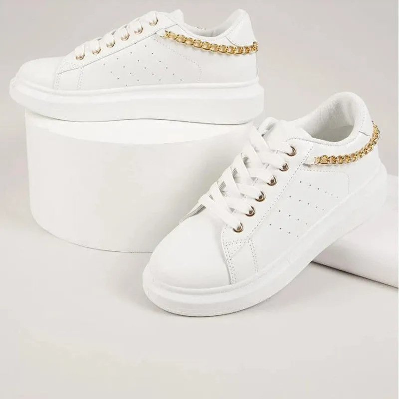 Women's Thick Sole Metal Chain Casual Sports Sneakers