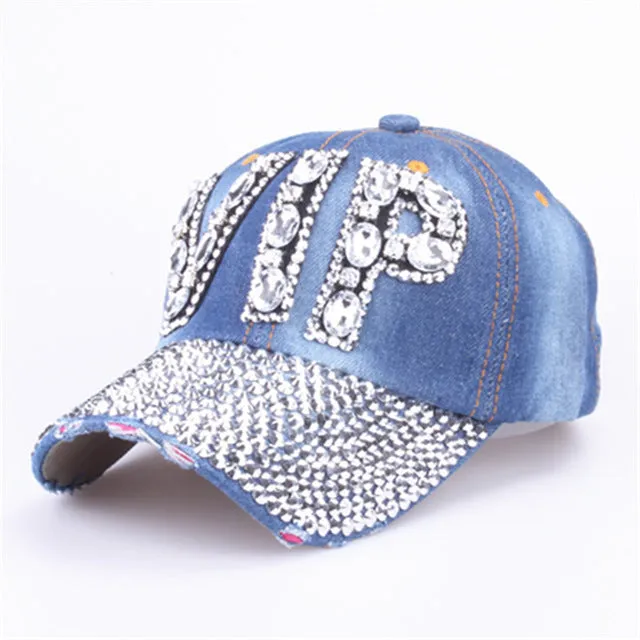 [YARBUU]CAP Wholesale 2017 Hat Rhinestone Print Denim hat Rivet Sun-Shading VIP Baseball Summer Women's Cap Jean Caps hip hop