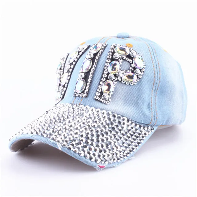 [YARBUU]CAP Wholesale 2017 Hat Rhinestone Print Denim hat Rivet Sun-Shading VIP Baseball Summer Women's Cap Jean Caps hip hop