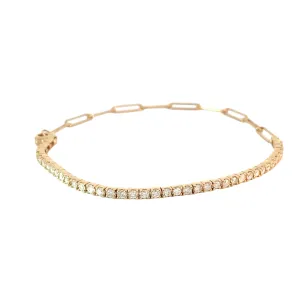 Yellow Gold Diamond Paperclip Tennis Bracelet