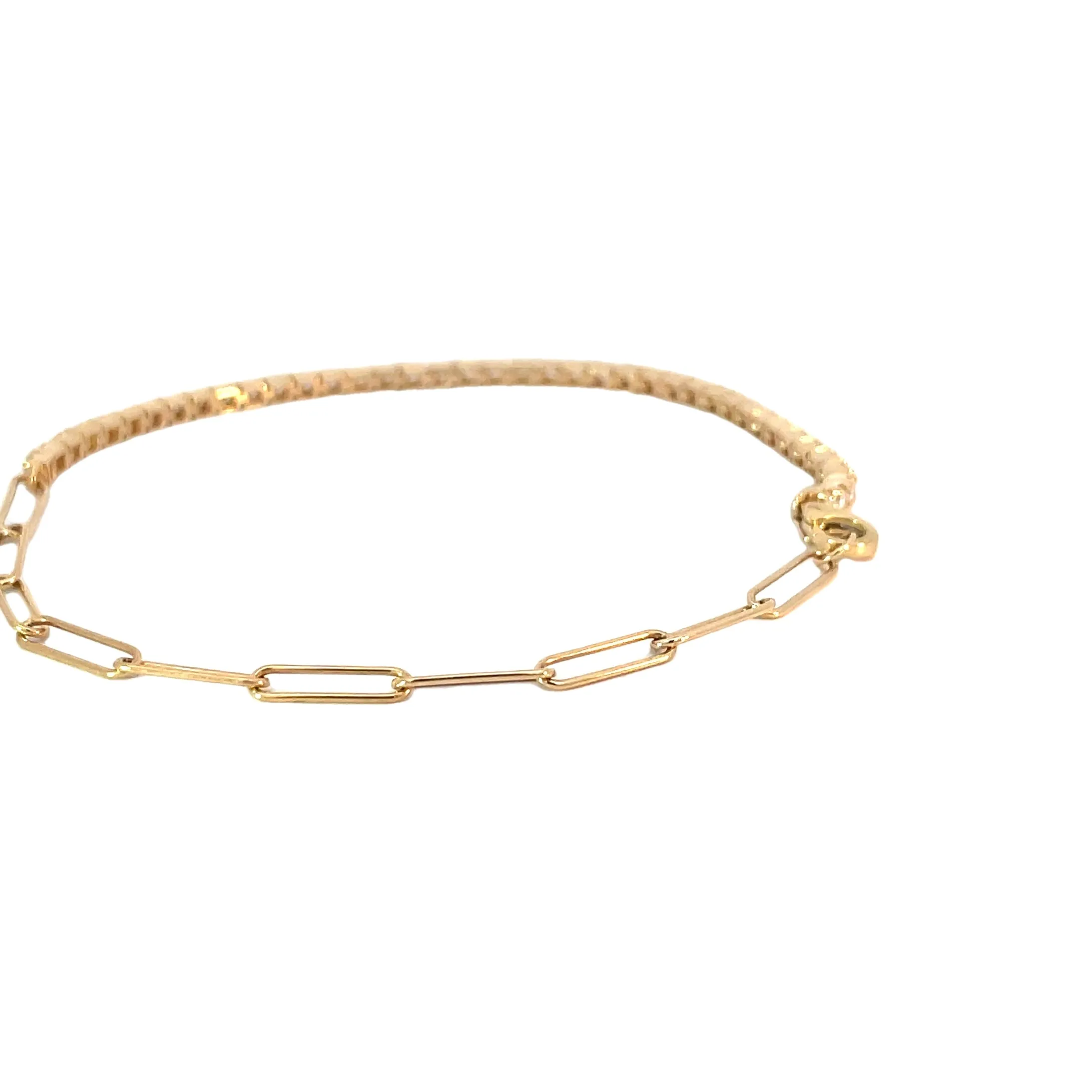 Yellow Gold Diamond Paperclip Tennis Bracelet